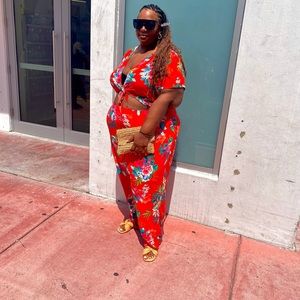 Orange Two piece Pant set